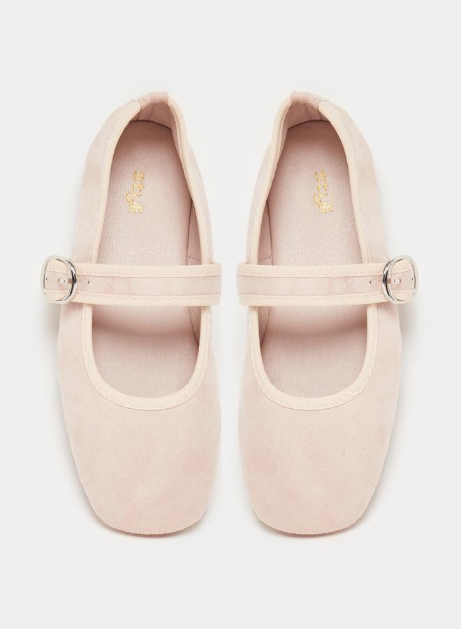 Styli Girls Beige Buckle Ballerinas - Image 5